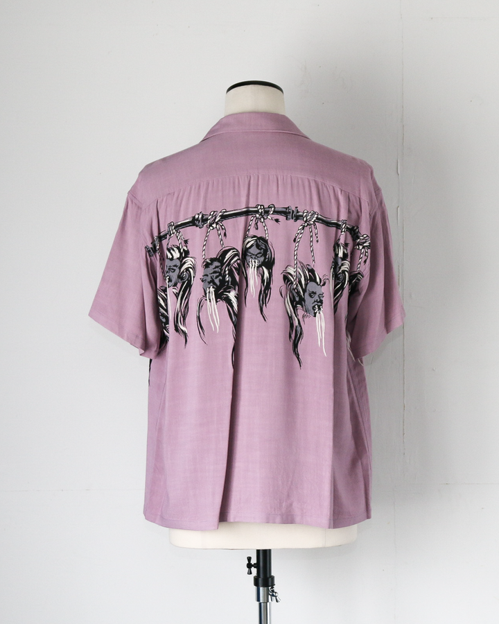 STAR OF HOLLYWOOD SH39705 / HOPSACK RAYON OPEN SHIRT “SHRUNKEN HEAD” Purple