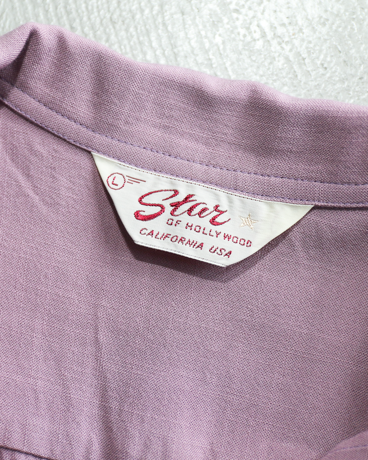STAR OF HOLLYWOOD SH39705 / HOPSACK RAYON OPEN SHIRT “SHRUNKEN HEAD” Purple