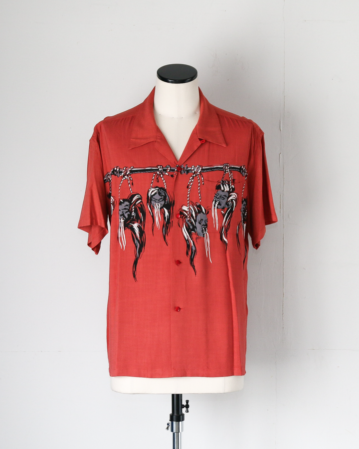 STAR OF HOLLYWOOD SH39705 / HOPSACK RAYON OPEN SHIRT “SHRUNKEN HEAD” RED