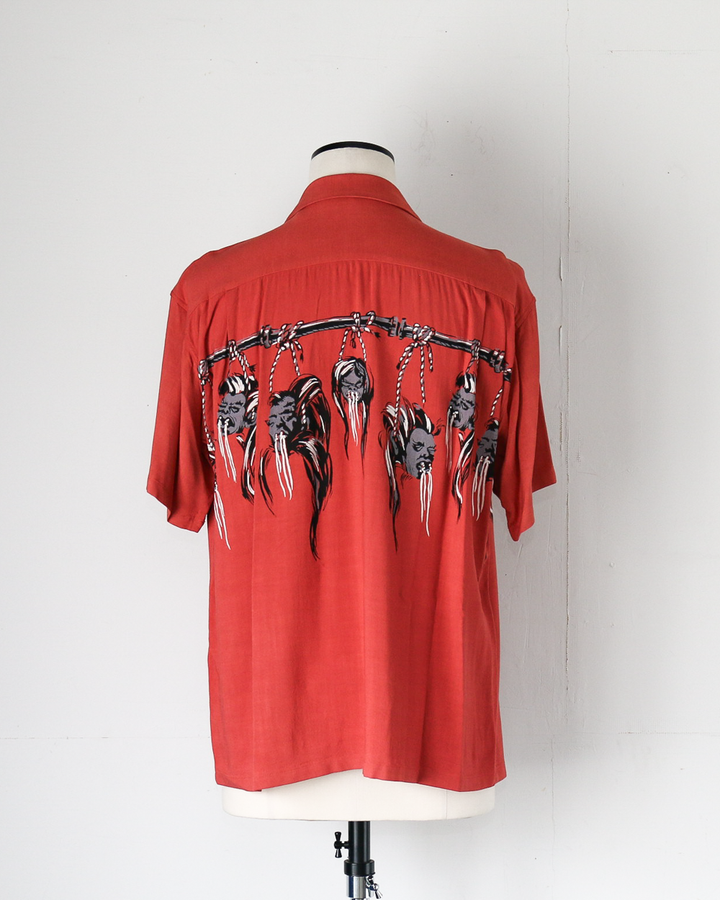 STAR OF HOLLYWOOD SH39705 / HOPSACK RAYON OPEN SHIRT “SHRUNKEN HEAD” RED