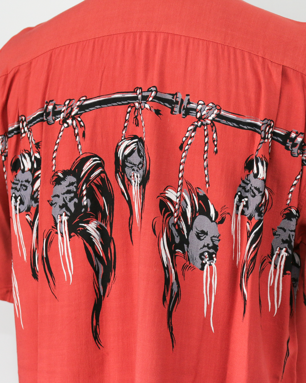 STAR OF HOLLYWOOD SH39705 / HOPSACK RAYON OPEN SHIRT “SHRUNKEN HEAD” RED