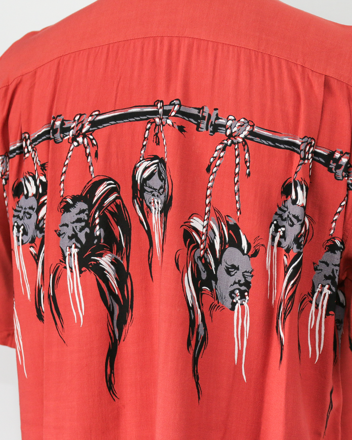 STAR OF HOLLYWOOD SH39705 / HOPSACK RAYON OPEN SHIRT “SHRUNKEN HEAD” RED