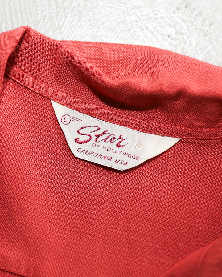 STAR OF HOLLYWOOD SH39705 / HOPSACK RAYON OPEN SHIRT “SHRUNKEN HEAD” RED