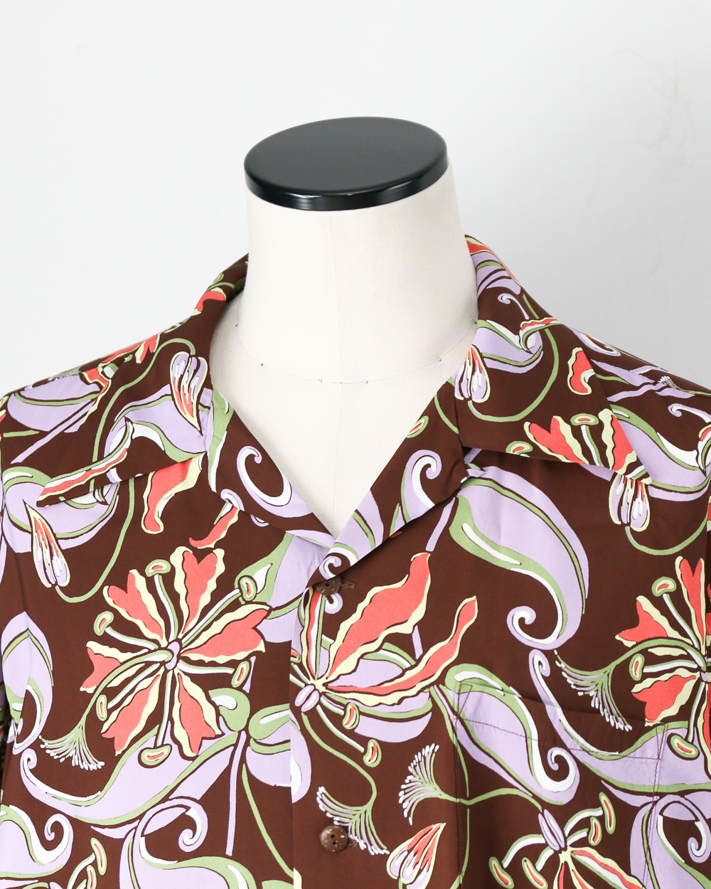 SUN SURF SS39619 / RAYON HAWAIIAN SHIRT “SPIDER LILY” Brown