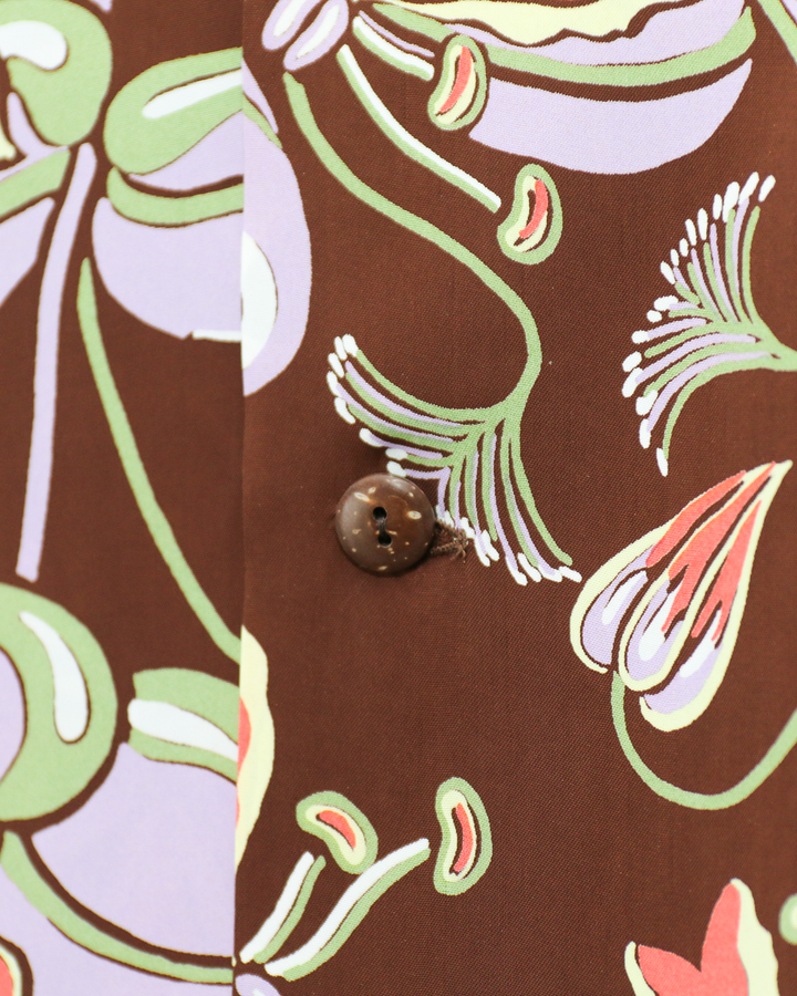 SUN SURF SS39619 / RAYON HAWAIIAN SHIRT “SPIDER LILY” Brown