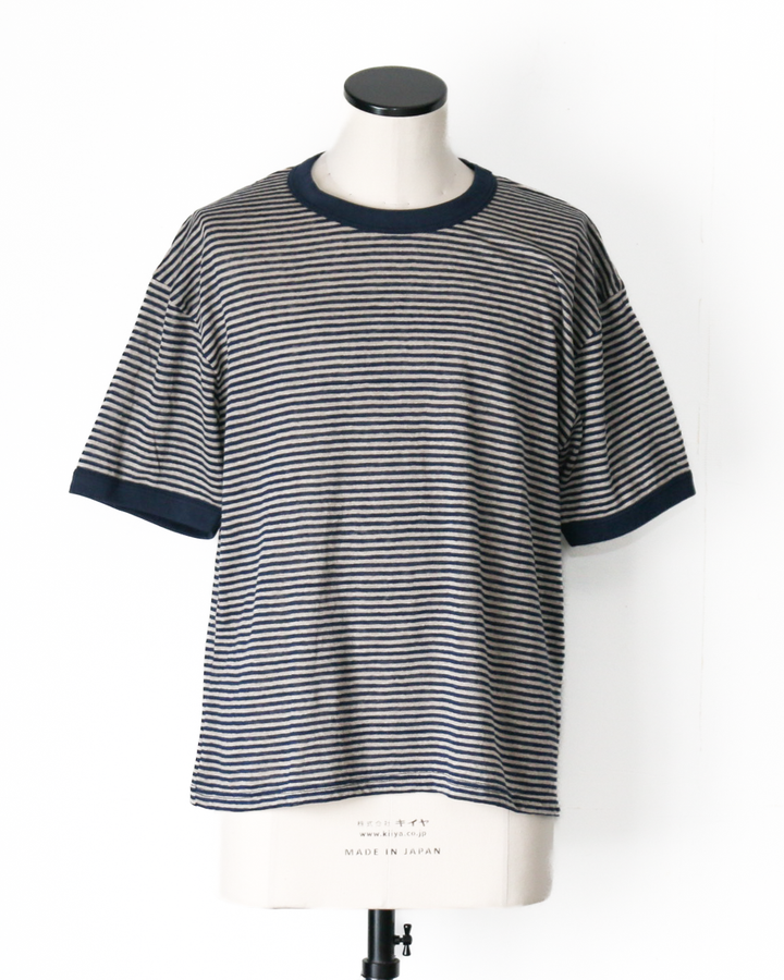melple Seaview Linen Ringer S/S Navy