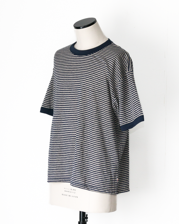 melple Seaview Linen Ringer S/S Navy