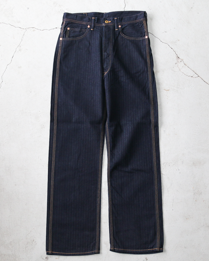 WORKERS Lot 815 Work Pants, 12 oz, Grey Back Indigo Herringbone