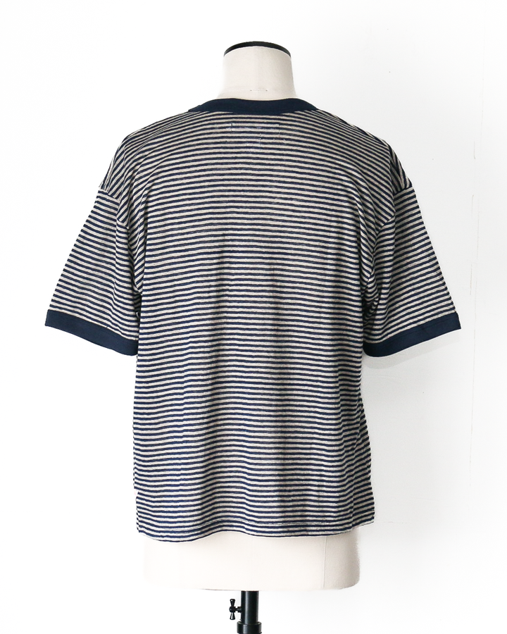melple Seaview Linen Ringer S/S Navy