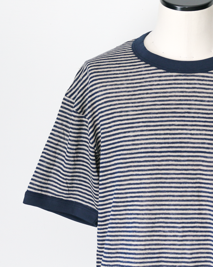 melple Seaview Linen Ringer S/S Navy