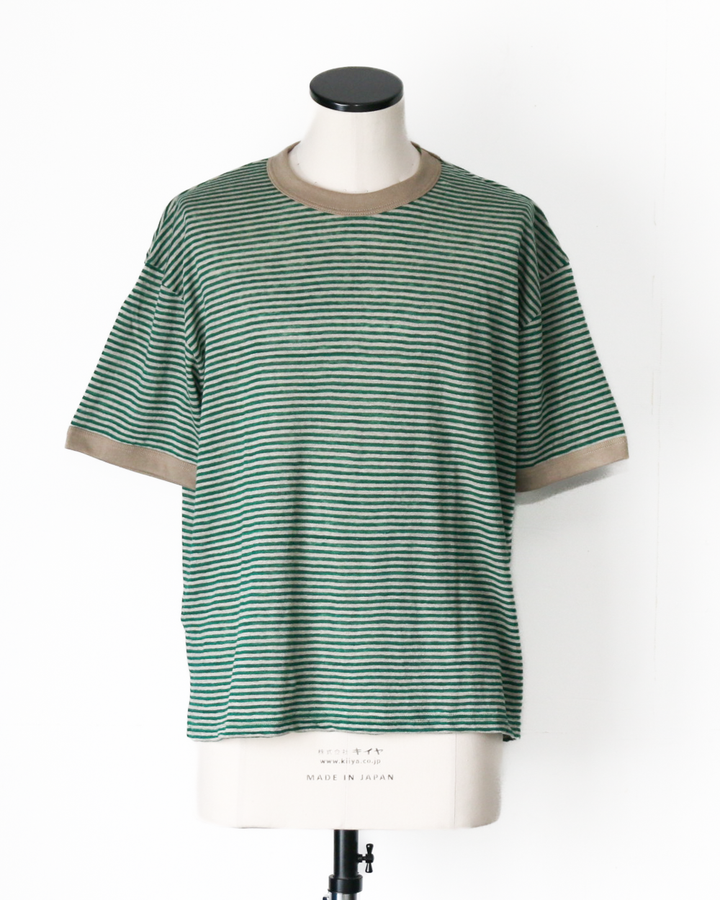 melple Seaview Linen Ringer S/S Green