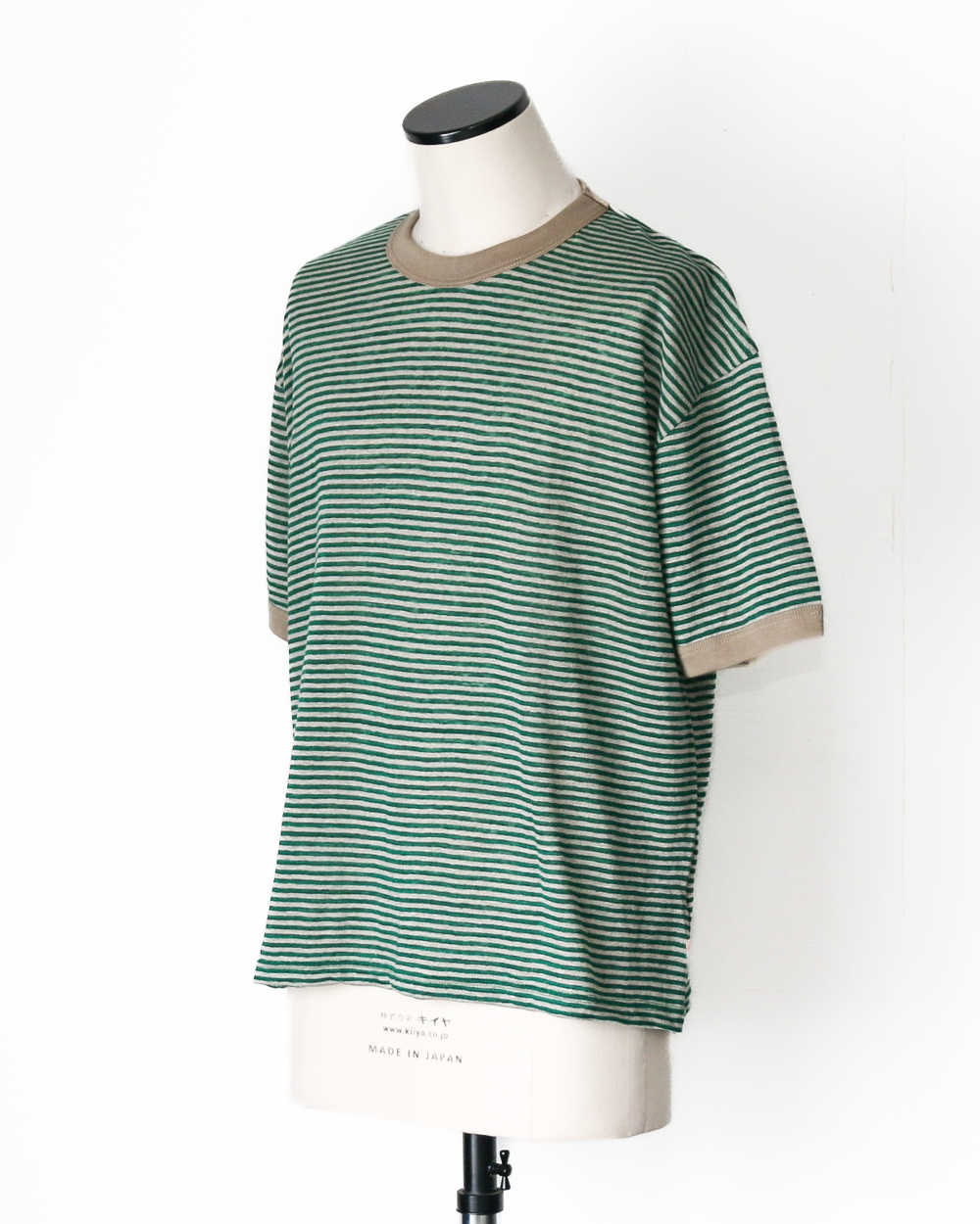 melple Seaview Linen Ringer S/S Green