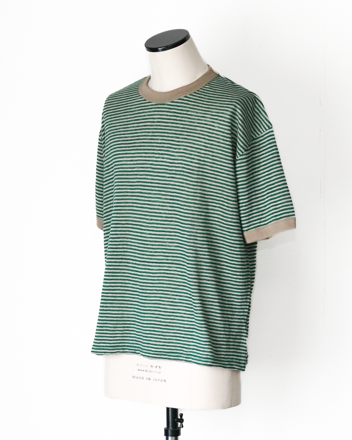 melple Seaview Linen Ringer S/S Green