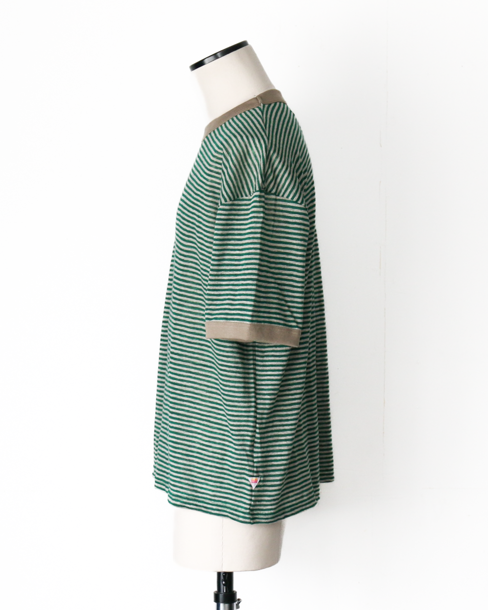 melple Seaview Linen Ringer S/S Green