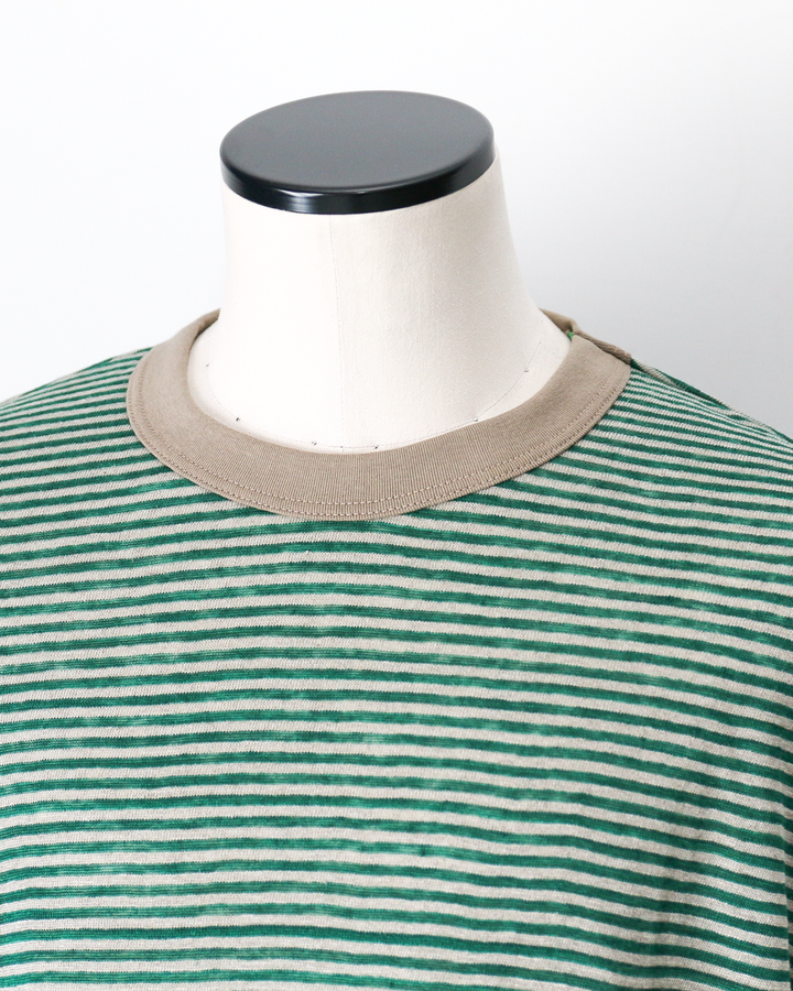 melple Seaview Linen Ringer S/S Green