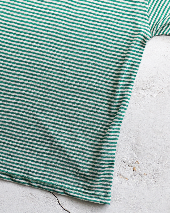 melple Seaview Linen Ringer S/S Green