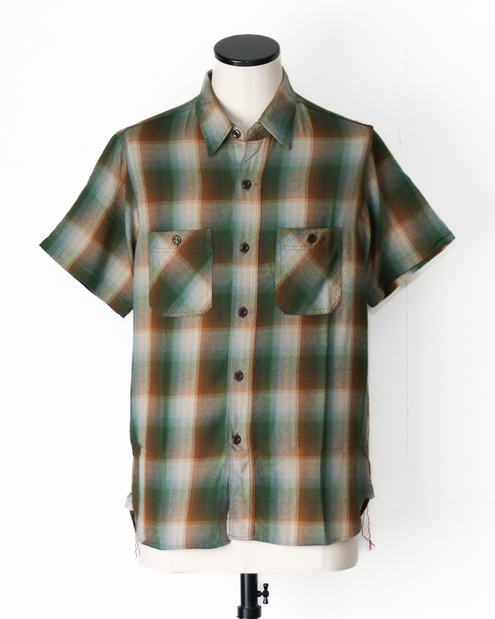 SUGAR CANE SC39726 RAYON TWILL CHECK WORK SHIRT Green