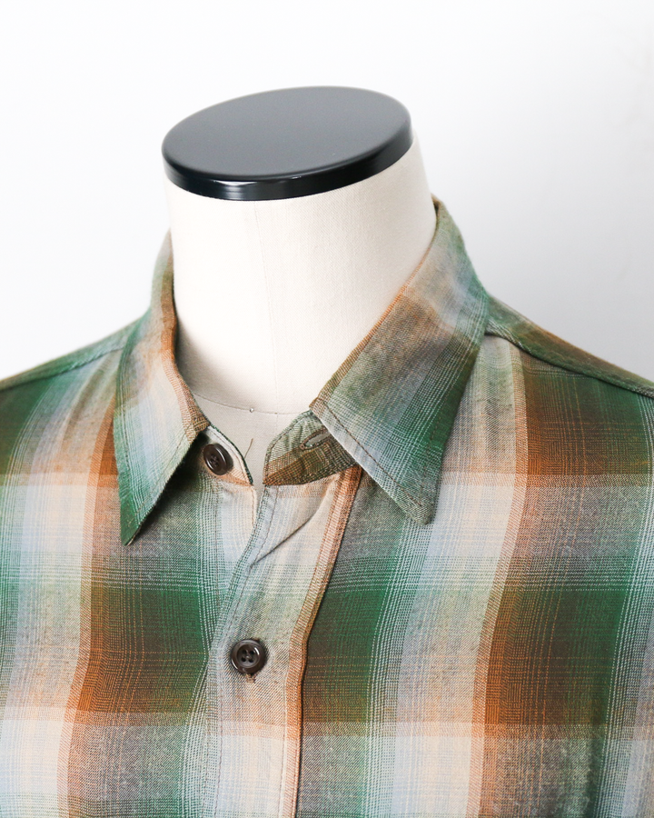 SUGAR CANE SC39726 RAYON TWILL CHECK WORK SHIRT Green