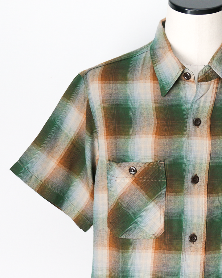 SUGAR CANE SC39726 RAYON TWILL CHECK WORK SHIRT Green