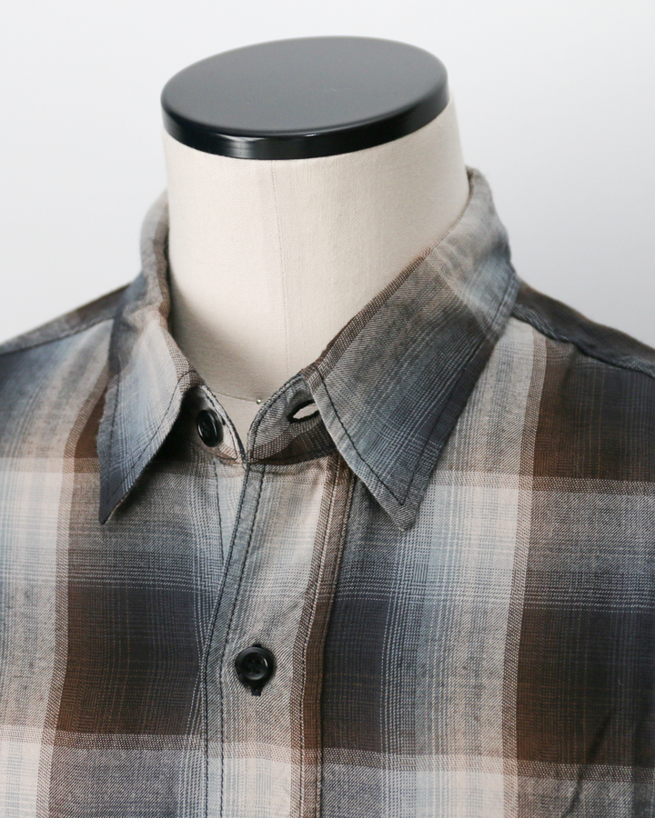 SUGAR CANE SC39726 RAYON TWILL CHECK WORK SHIRT Black