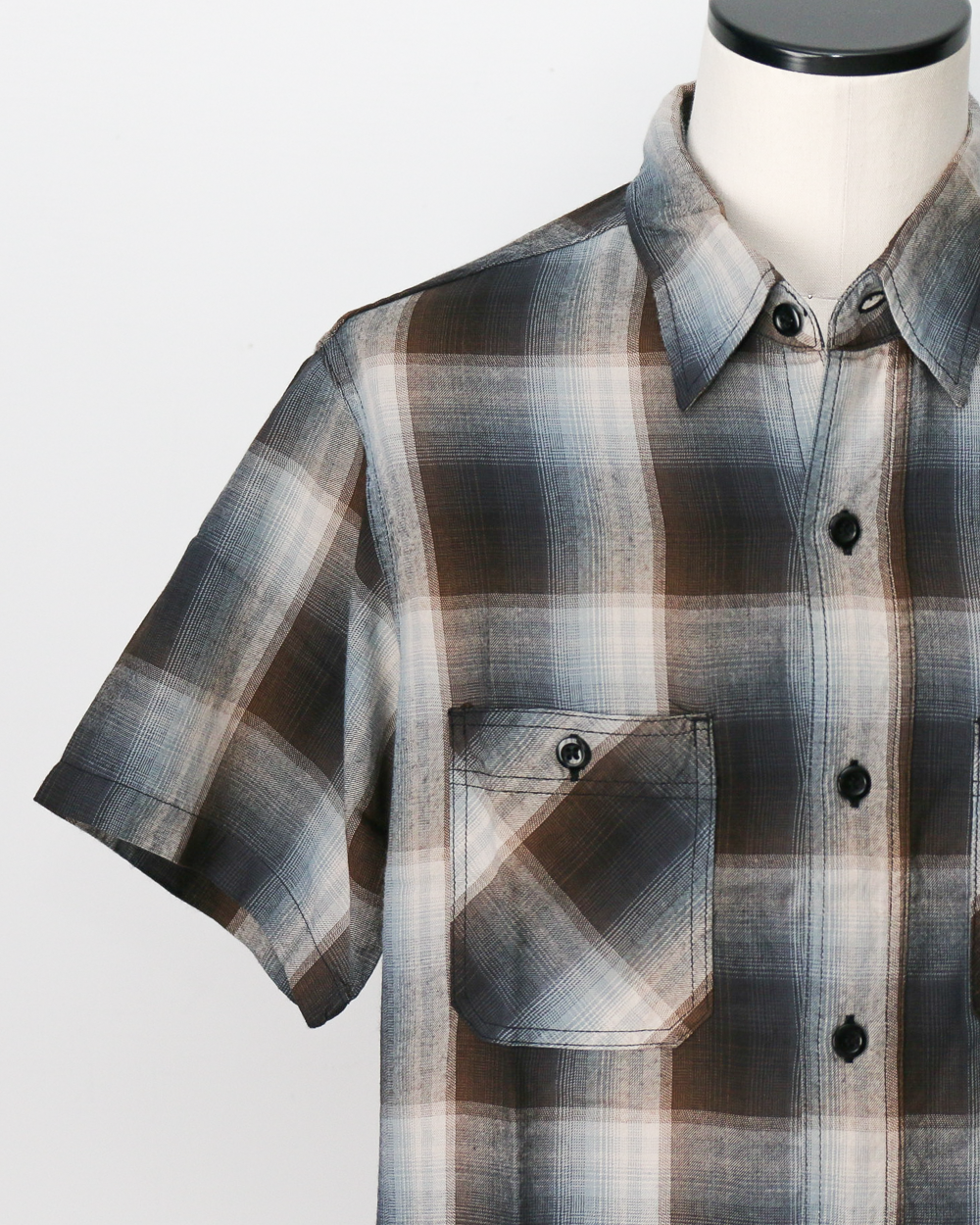 SUGAR CANE SC39726 RAYON TWILL CHECK WORK SHIRT Black