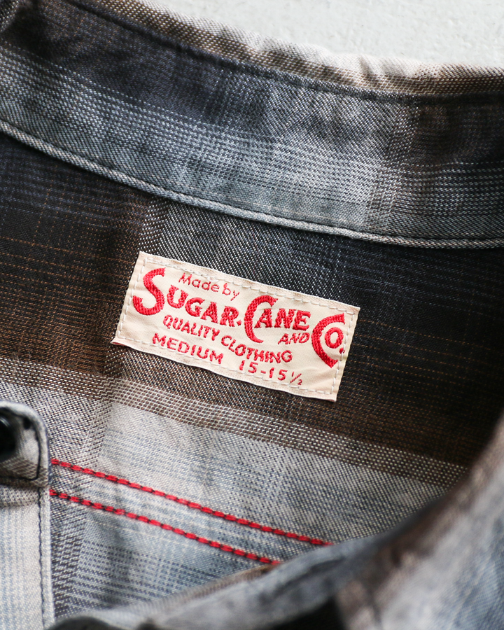 SUGAR CANE SC39726 RAYON TWILL CHECK WORK SHIRT Black