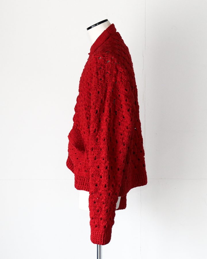 MacMahon Knitting Mills Crochet Zip Jacket Red
