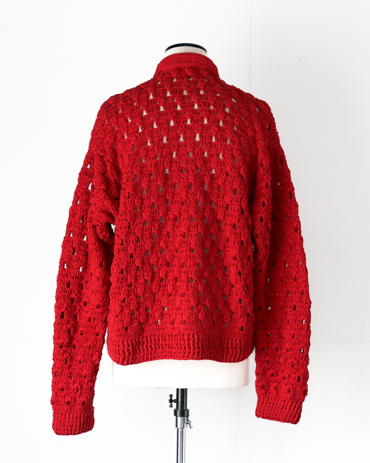 MacMahon Knitting Mills Crochet Zip Jacket Red