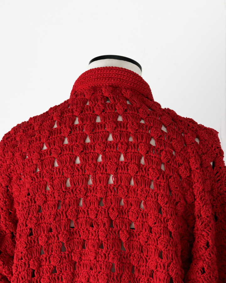 MacMahon Knitting Mills Crochet Zip Jacket Red