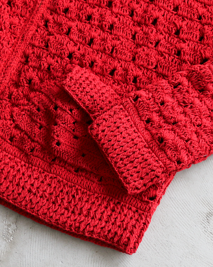 MacMahon Knitting Mills Crochet Zip Jacket Red