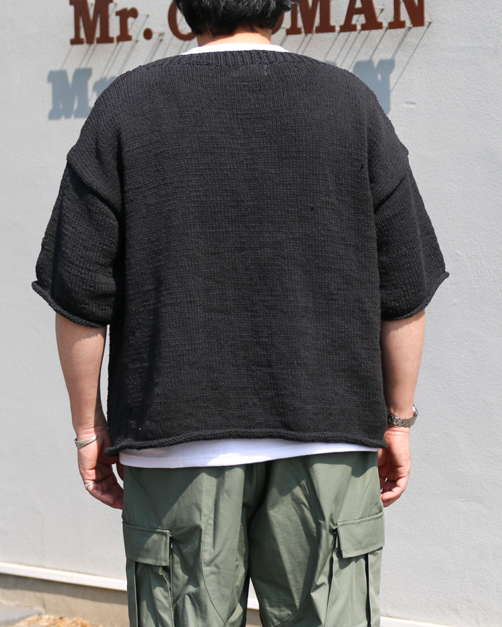 MacMahon Knitting Mills Big S/S Crew Neck Knit-Flower Black