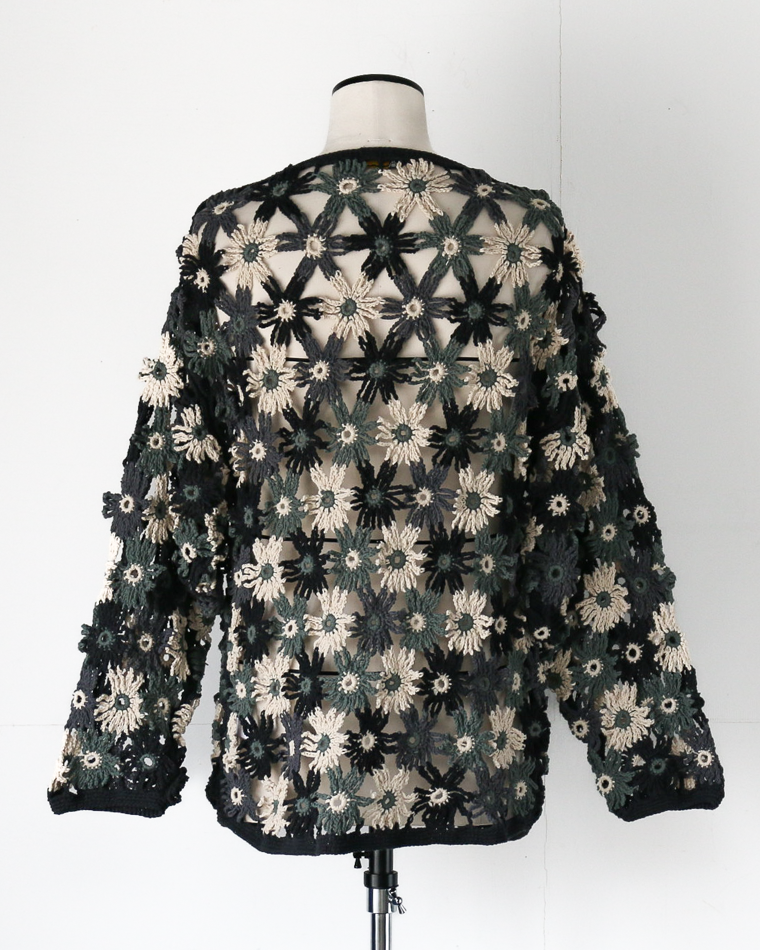 MacMahon Knitting Mills Chain Flower Cardigan Black