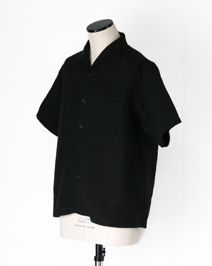 COLIMBO ZB-0305 Bisbee Drifter Shirt S/S -Heavy Weight Linen- Black