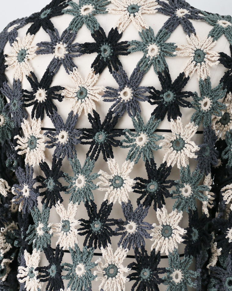 MacMahon Knitting Mills Chain Flower Cardigan Black