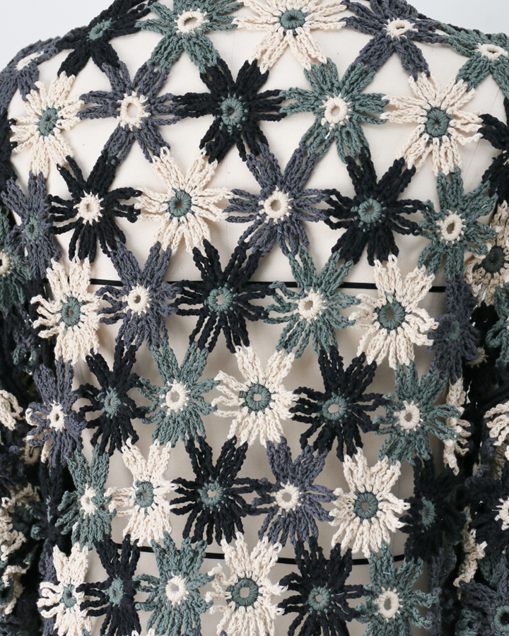MacMahon Knitting Mills Chain Flower Cardigan Black
