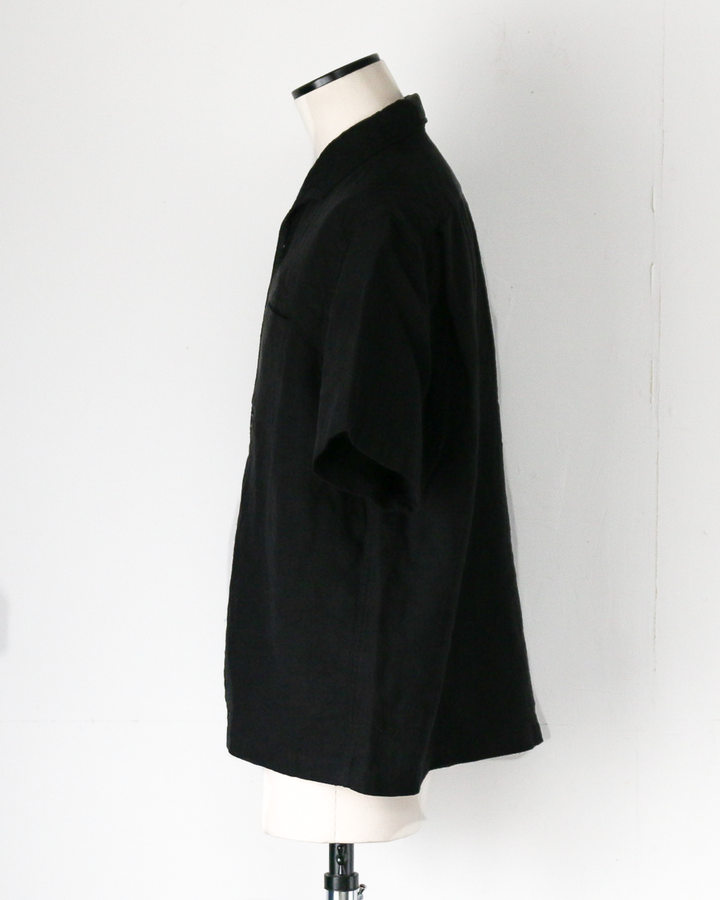 COLIMBO ZB-0305 Bisbee Drifter Shirt S/S -Heavy Weight Linen- Black