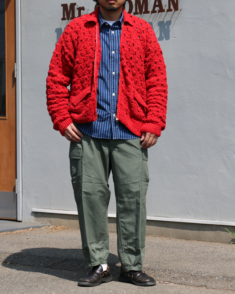 MacMahon Knitting Mills Crochet Zip Jacket Red