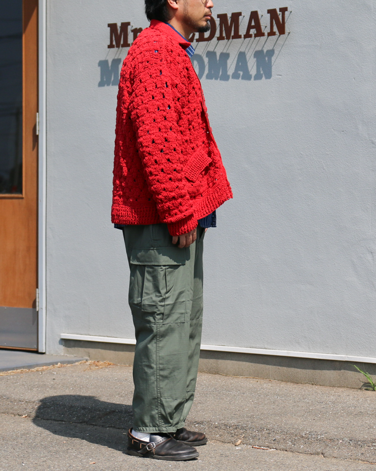 MacMahon Knitting Mills Crochet Zip Jacket Red