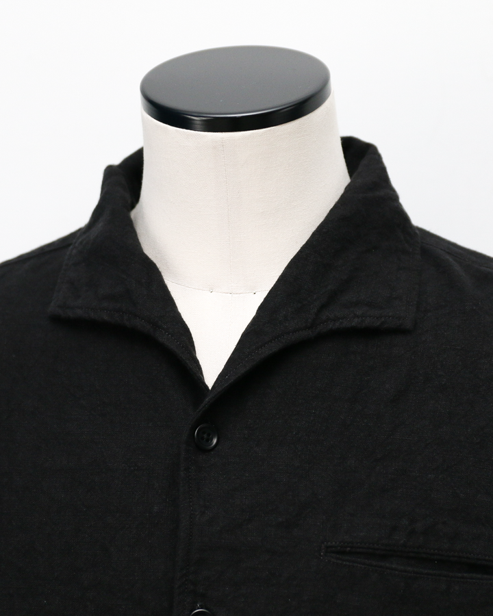 COLIMBO ZB-0305 Bisbee Drifter Shirt S/S -Heavy Weight Linen- Black