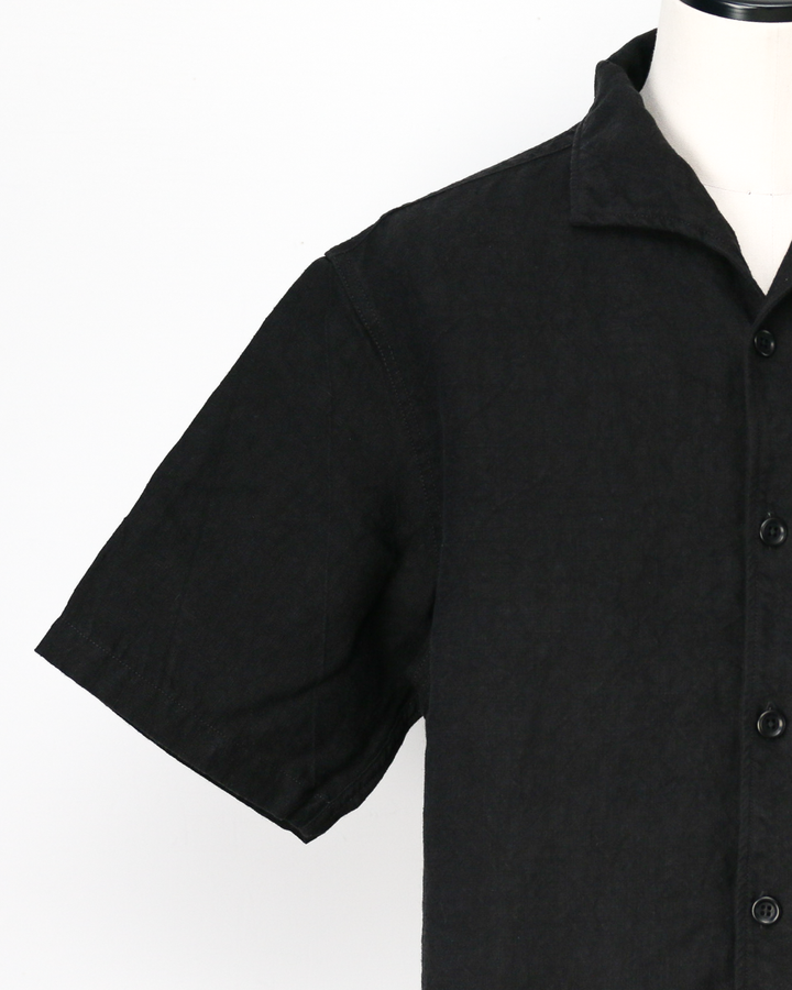 COLIMBO ZB-0305 Bisbee Drifter Shirt S/S -Heavy Weight Linen- Black