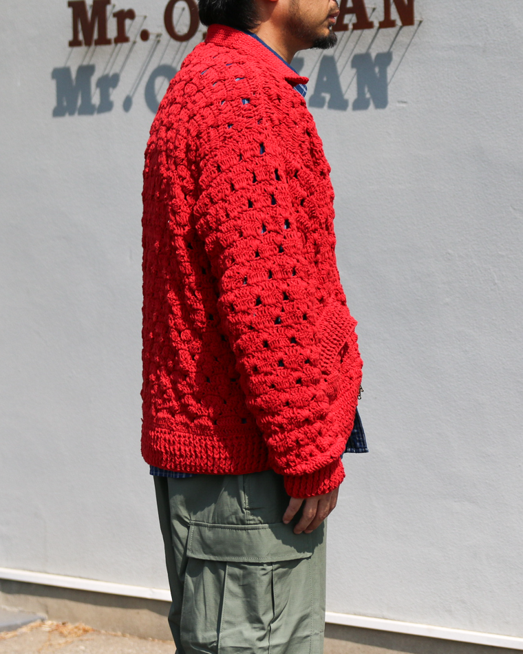 MacMahon Knitting Mills Crochet Zip Jacket Red