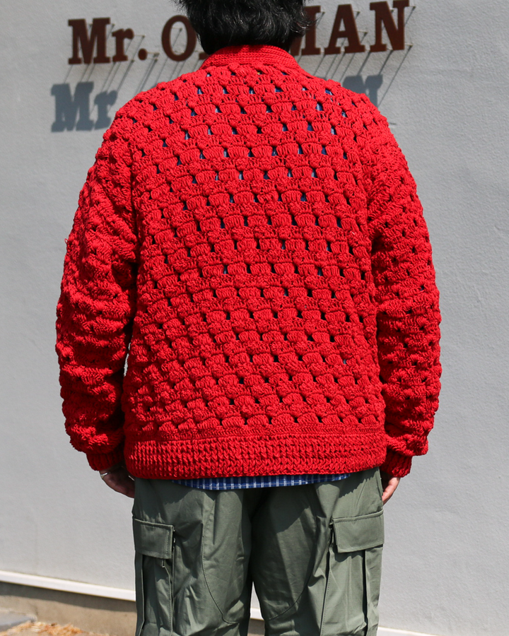 MacMahon Knitting Mills Crochet Zip Jacket Red