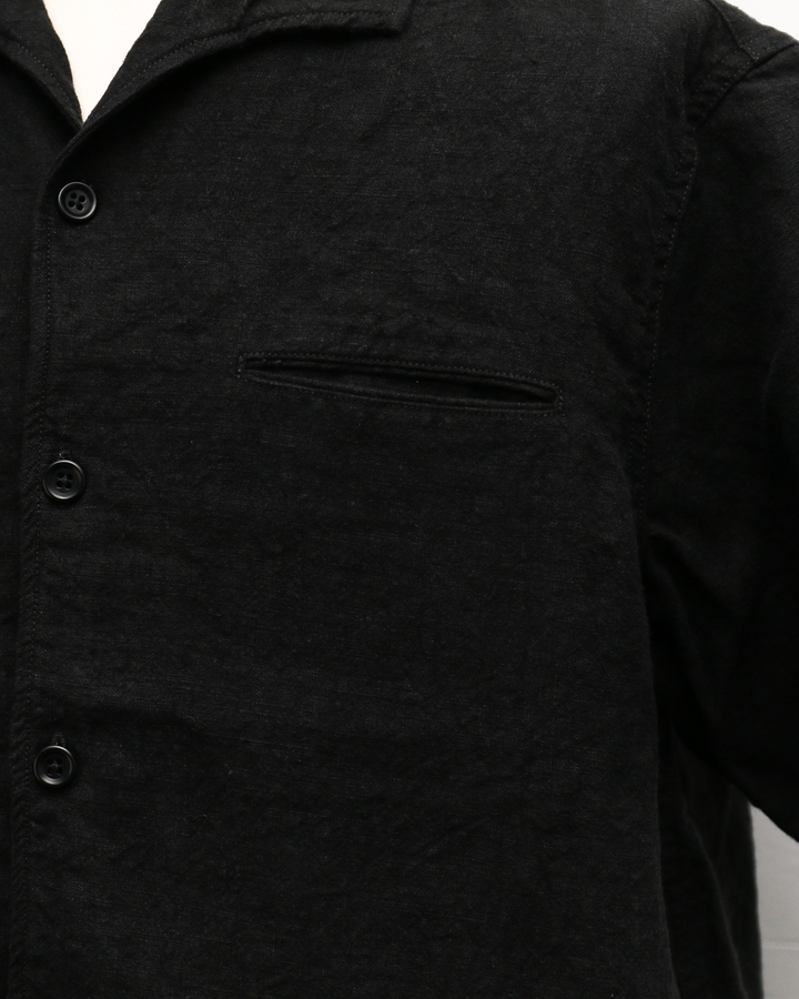 COLIMBO ZB-0305 Bisbee Drifter Shirt S/S -Heavy Weight Linen- Black