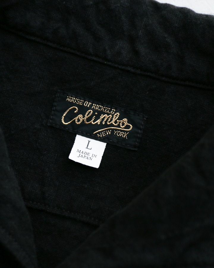 COLIMBO ZB-0305 Bisbee Drifter Shirt S/S -Heavy Weight Linen- Black