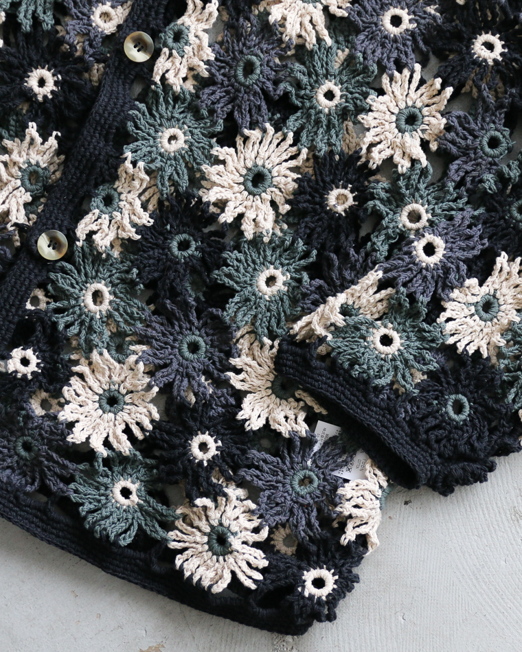 MacMahon Knitting Mills Chain Flower Cardigan Black