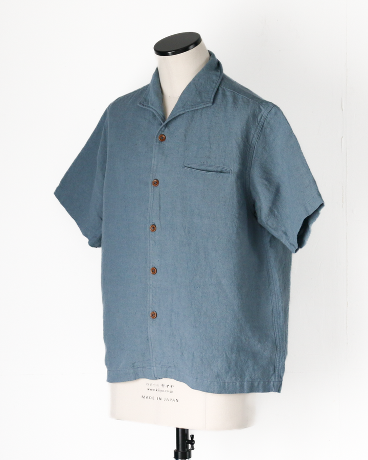 COLIMBO ZB-0305 Bisbee Drifter Shirt S/S -Heavy Weight Linen- Dusty Sax
