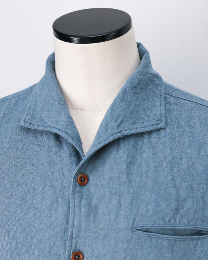 COLIMBO ZB-0305 Bisbee Drifter Shirt S/S -Heavy Weight Linen- Dusty Sax