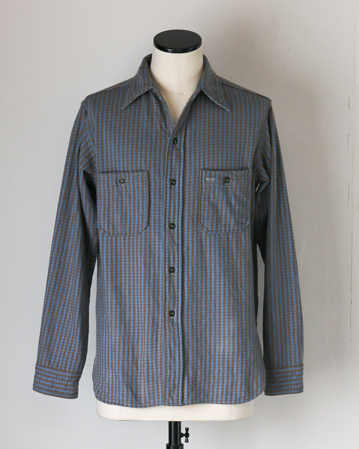 John Gluckow ジョンクラッコー JG-06-2 The Everyday Flannel Shirts D柄 ブラウン×サックス ワンウォッシュ