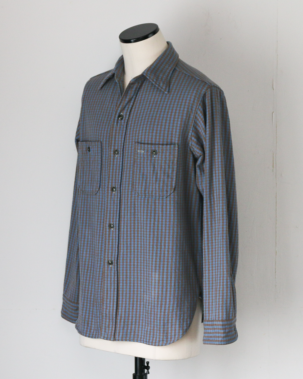 John Gluckow ジョンクラッコー JG-06-2 The Everyday Flannel Shirts D柄 ブラウン×サックス ワンウォッシュ
