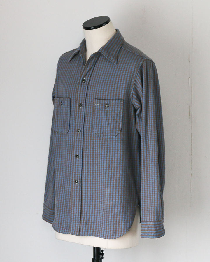 John Gluckow ジョンクラッコー JG-06-2 The Everyday Flannel Shirts D柄 ブラウン×サックス ワンウォッシュ
